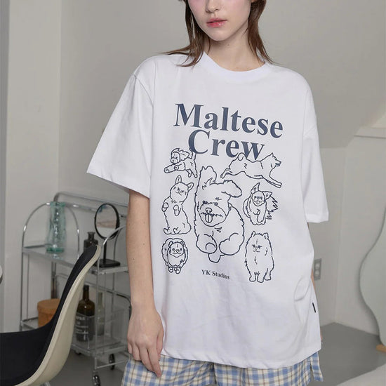 MALTESE CREW LINE GRAPHIC HALF SLEEVE T-SHIRT WHITE