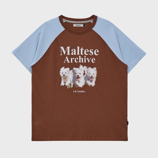 MALTESE ARCHIVE RAGLAN HALF SLEEVE T-SHIRT BROWN