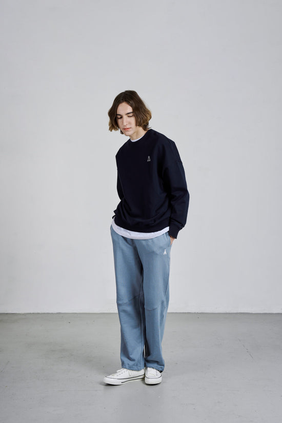 NEW ALAND A SMALL LOGO SWEAT SHIRT NAVY