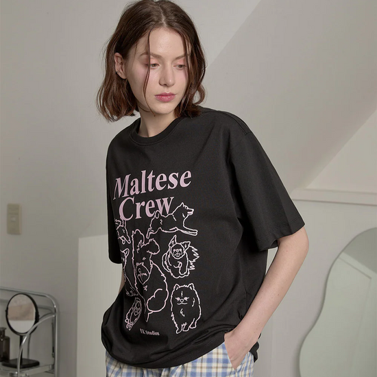 MALTESE CREW LINE GRAPHIC HALF SLEEVE T-SHIRT BLACK