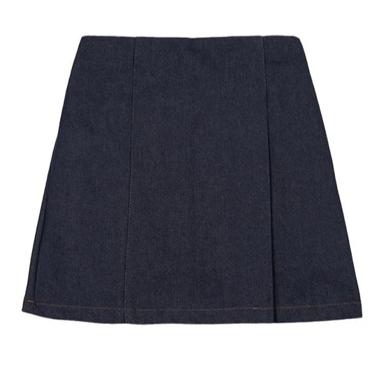 STITCH DENIM MINI SKIRT NAVY