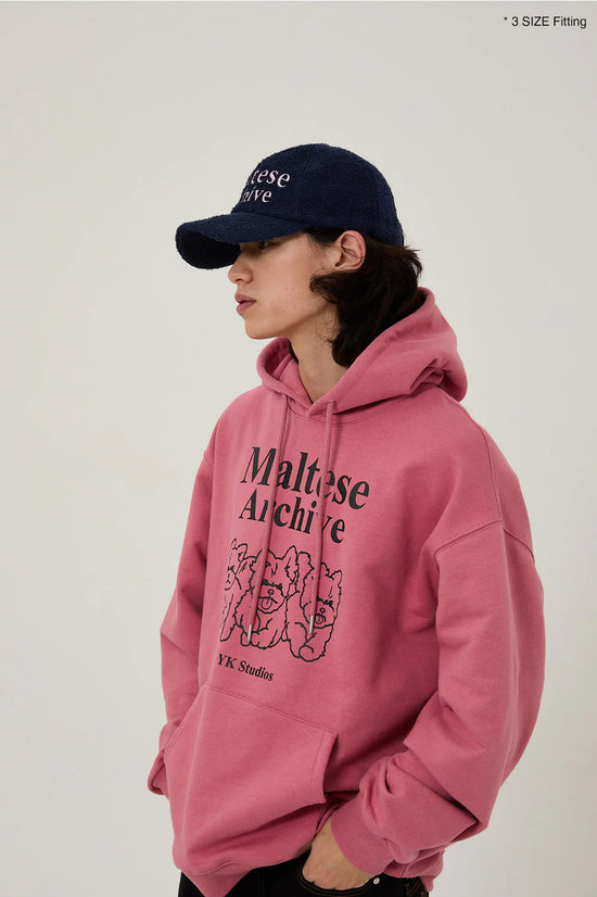 MALTESE ARCHIVE LINE GRAPHIC HOOD DUST PINK