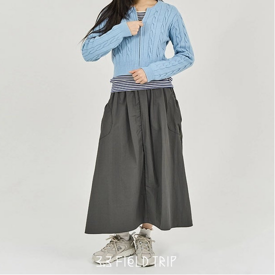 BIG POCKET BANDING SKIRT CHARCOAL