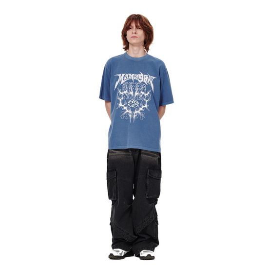 FLAME HEART PIGMENT TEE BLUE