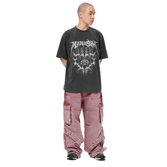 FLAME HEART PIGMENT TEE CHARCOAL