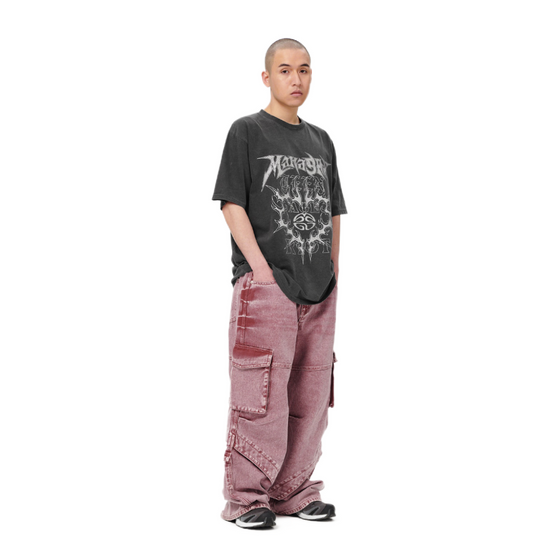 FLAME HEART PIGMENT TEE CHARCOAL