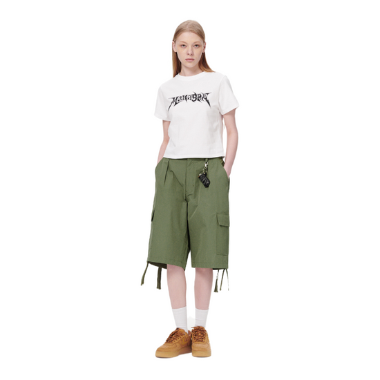 FLAME LOGO CROP TEE WHITE