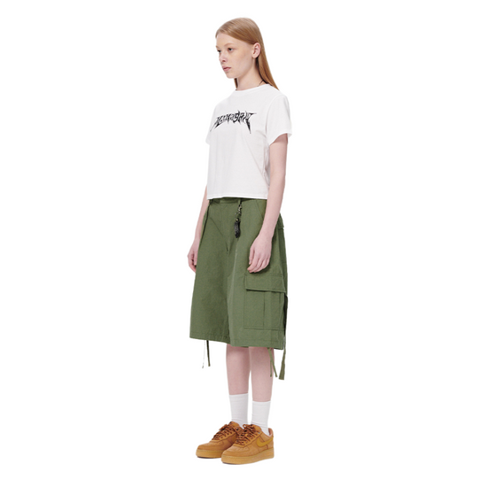 FLAME LOGO CROP TEE WHITE