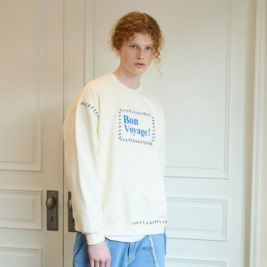 BON VOYAGE HAND STITCH SWEATSHIRTS IVORY