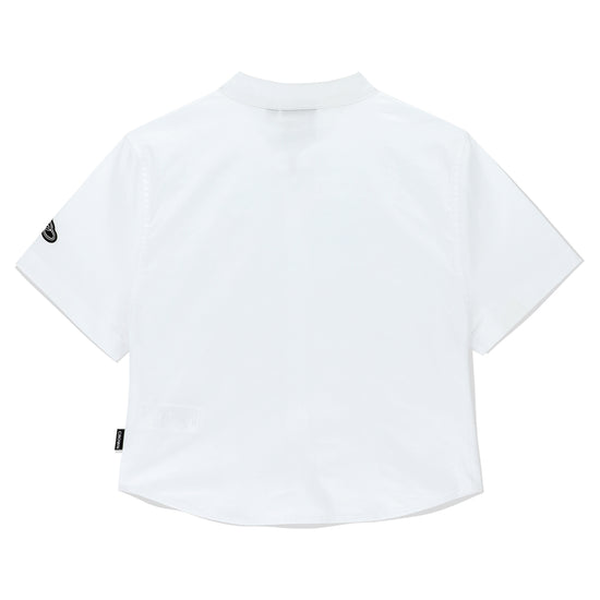 SHIRRING COTTON ZIP UP WHITE
