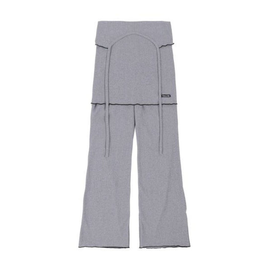 RUFFLE LAYERED SKIRT SLIT PANTS GREY