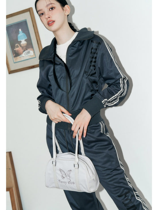 LINE JERSEY TRACK PANTS DARK GREY