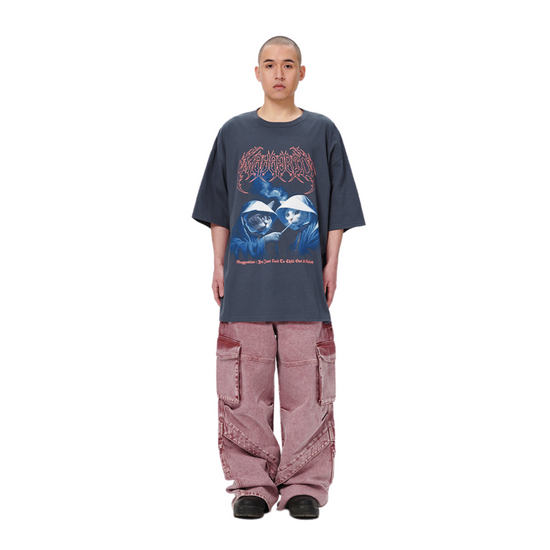 SMOKING CAT TEE NAVY