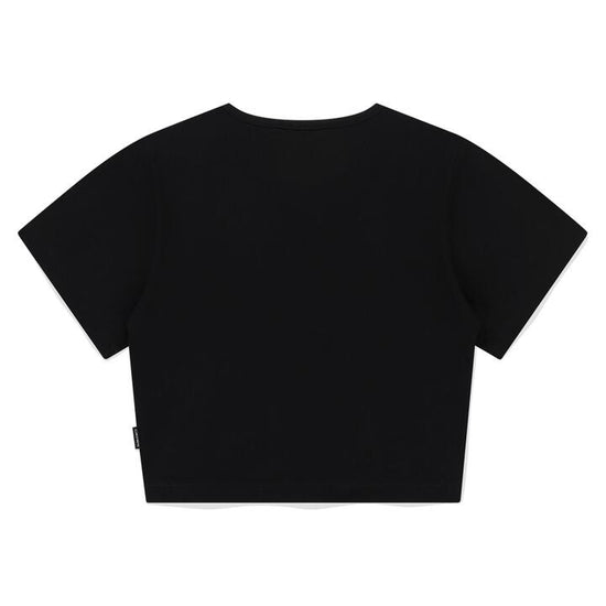SLIT DETAIL CROP TEE SHIRT BLACK