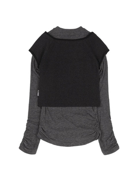 WITHER ROSE LAYERED LONG SLEEVE CHARCOAL