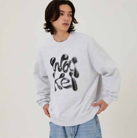 WK 3D LOGO SWEATSHIRTS MELANGE WHITE
