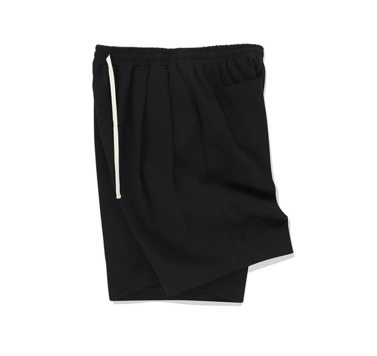 COTTON PINTUCK SHORTS BLACK