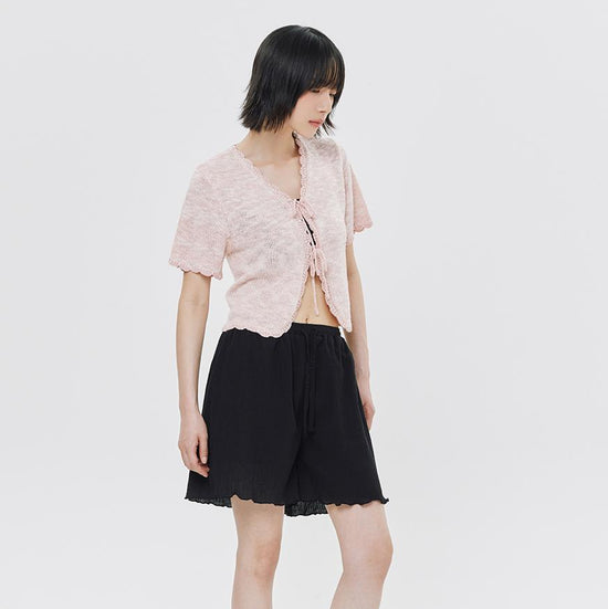 DOUBLE RIBBON LACE CARDIGAN PINK