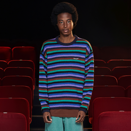 24FW STRIPE MOHAIR KNIT NAVY