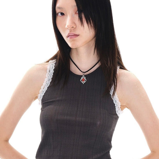 RIBBED SLEEVELESS CHARCOAL