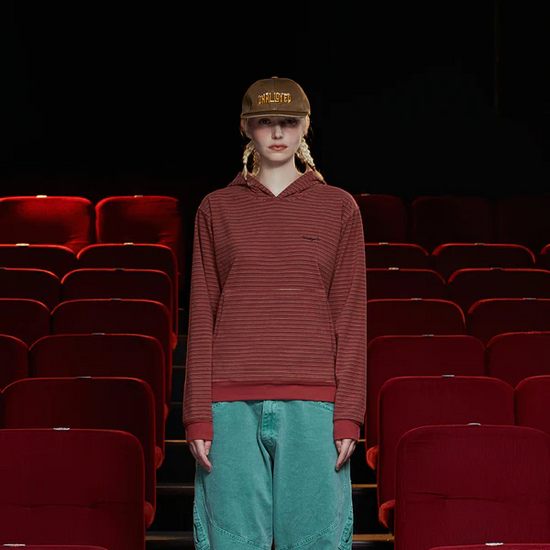 STRIPE LOGO HOODIE BURGUNDY