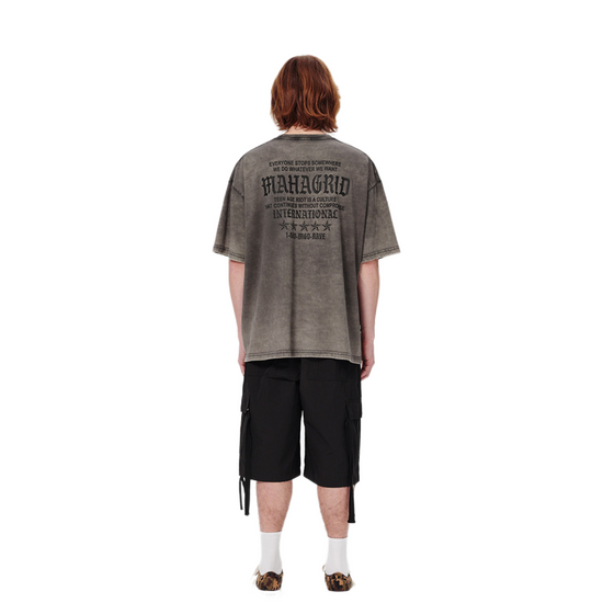 WASHED INTERNATIONAL TEE CHARCOAL