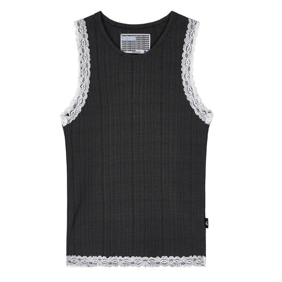RIBBED SLEEVELESS CHARCOAL