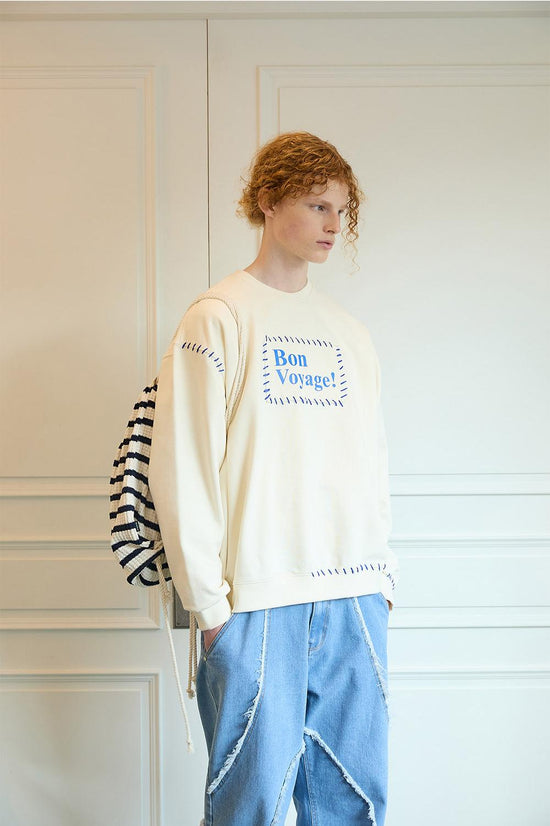 BON VOYAGE HAND STITCH SWEATSHIRTS IVORY