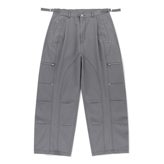 BIKER WASHED WIDE PANTS LIGHT GREY