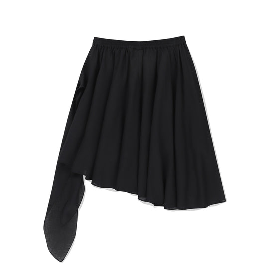 RIBBON FLARE SKIRT BLACK