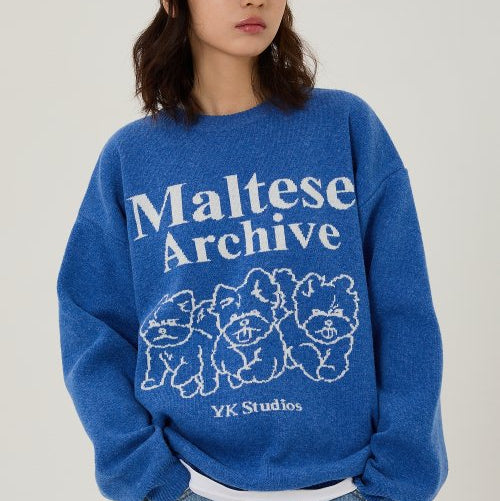 MALTESE ARCHIVE LINE GRAPHICS KNIT BLUE