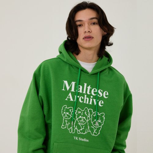 MALTESE ARCHIVE LINE GRAPHIC HOOD LIGHT GREEN