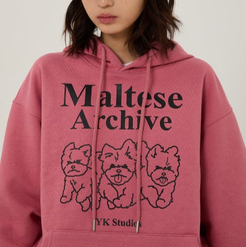 MALTESE ARCHIVE LINE GRAPHIC HOOD DARK PINK