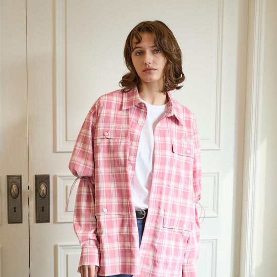 LAYERED CHECK SHIRTS PINK