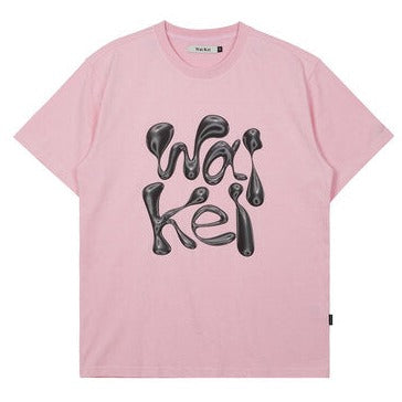 WK 3D LOGO HALF SLEEVE TSHIRTS LIGHT PINK