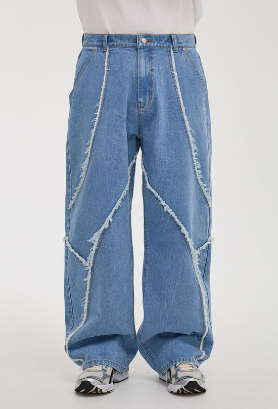 CUTTING LINE DENIM PANTS LIGHT BLUE
