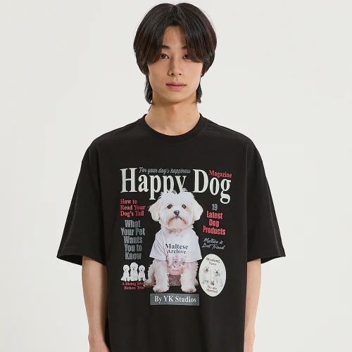 MALTESE MAGAZINE HALF SLEEVE T-SHIRT BLACK