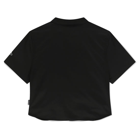 SHIRRING COTTON ZIP UP BLACK