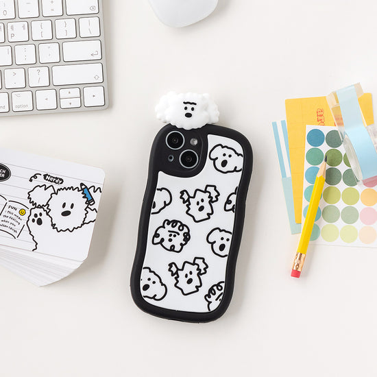 FIGURE BOUCLE PHONE CASE IPHONE 15 BRUNCH DRAWING BLACK