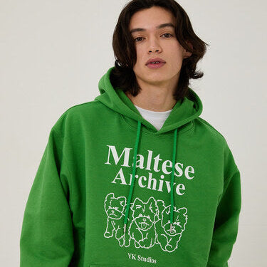 MALTESE ARCHIVE LINE GRAPHIC HOOD MOSS GREEN