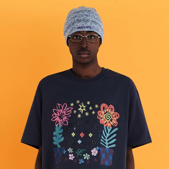 FLOWER ARGYLE T-SHIRT CHARCOAL