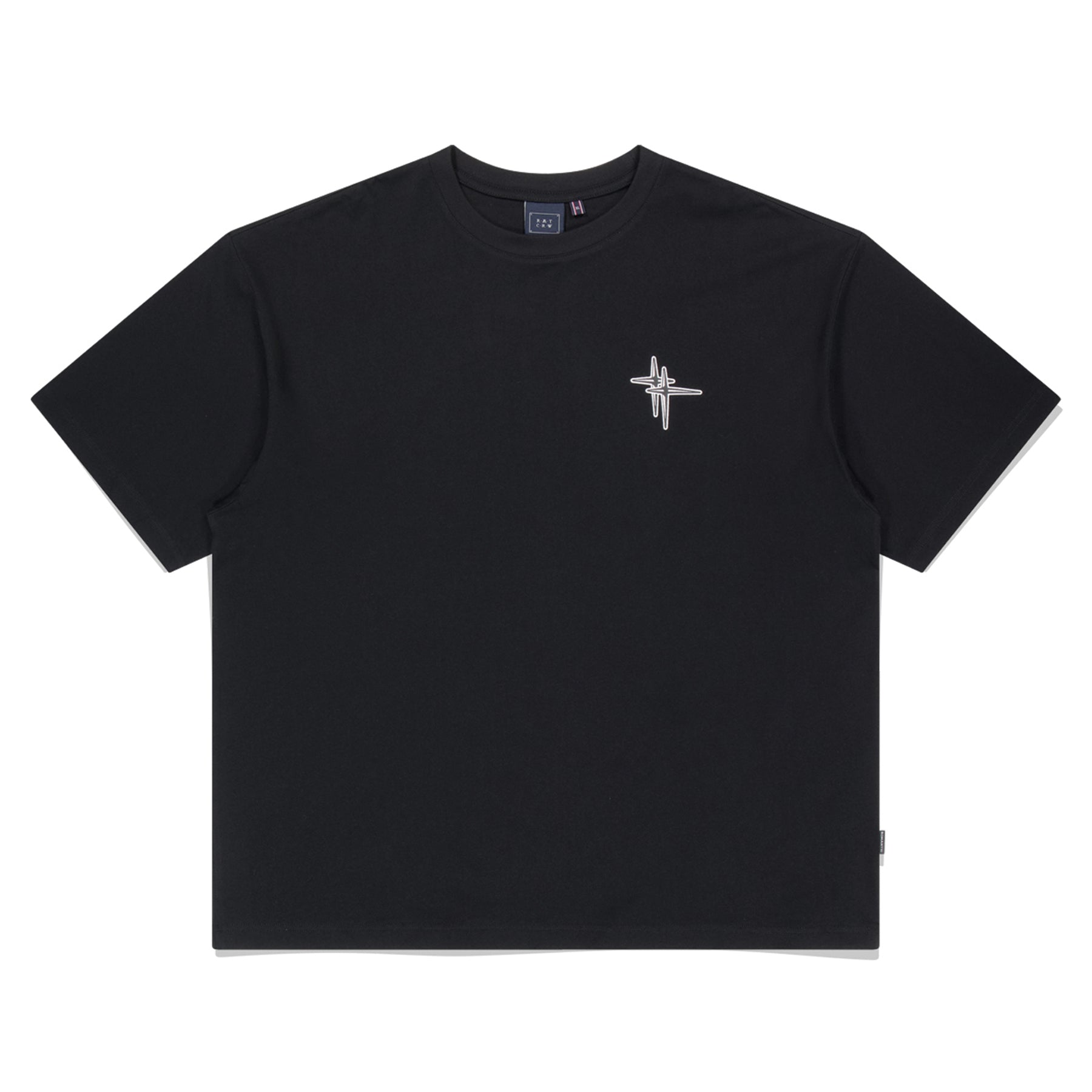 ROMANTIC CROWN★Unisex★WIDE FIT SHINING LOGO TEE SHIRT♪ BUY ROMANTIC CROWN T-Shirt VOLUME LOGO FLOWER TEE SHIRT BLACK