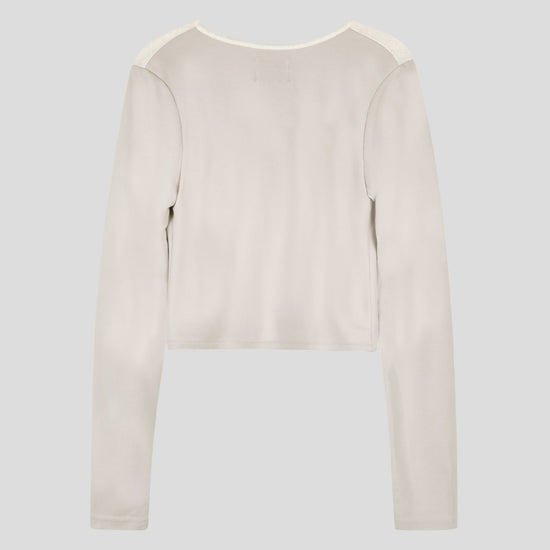 CUT OUT SHIRRING LONG SLEEVE CREAM