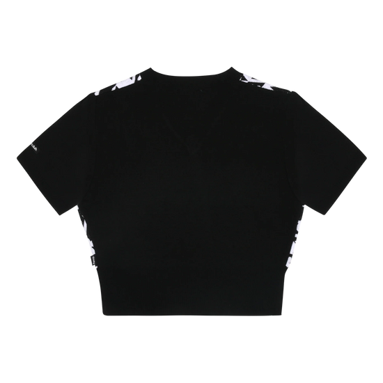 HOUND TOOTH CHECK CROP KNIT TEE BLACK