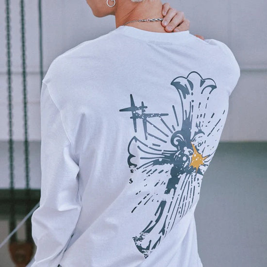 NEO GOTHIC CROSS LONG SLEEVE WHITE