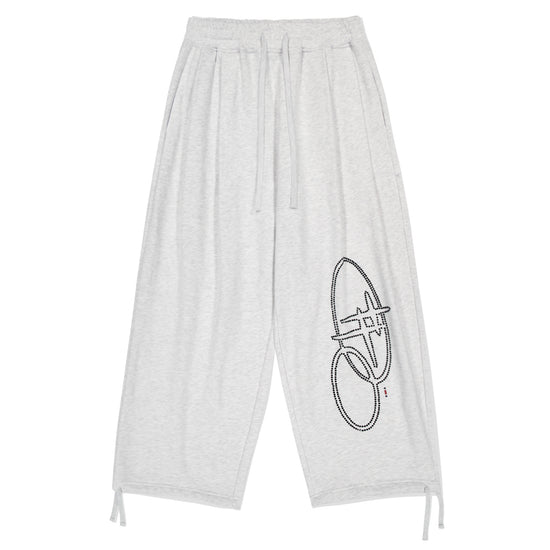 SHINING SPANGLE LOGO PANTS LIGHT GREY