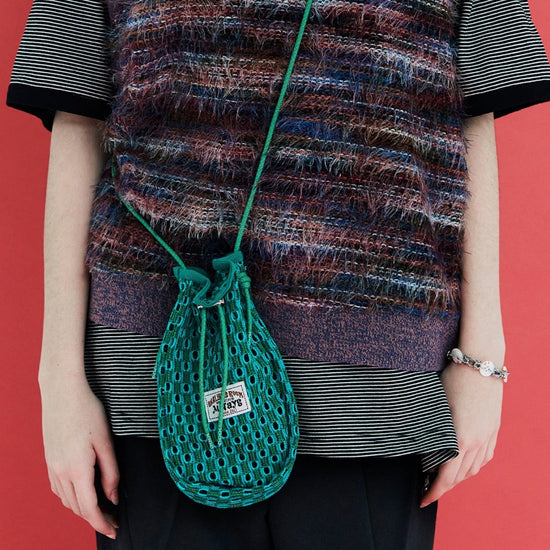 MESH KNIT STRING BAG GREEN