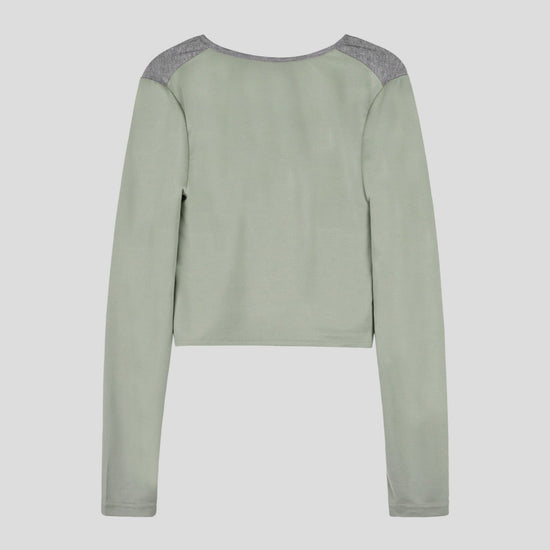 CUT OUT SHIRRING LONG SLEEVE KHAKI