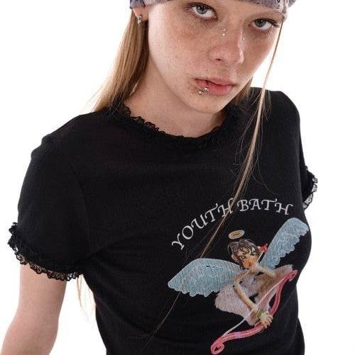 ANGEL LACE T-SHIRT BLACK