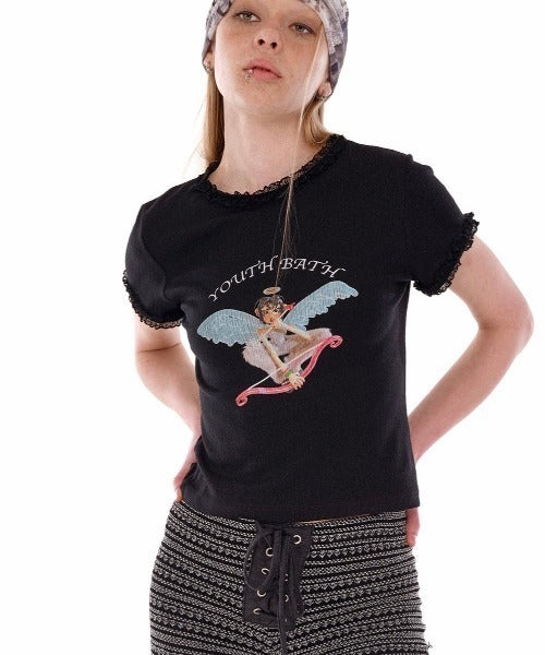 ANGEL LACE T-SHIRT BLACK